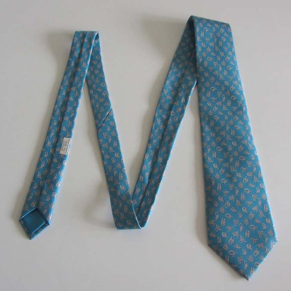 new HERMES 5295 TA sailor knots print silk tie France - Picture 3 of 6